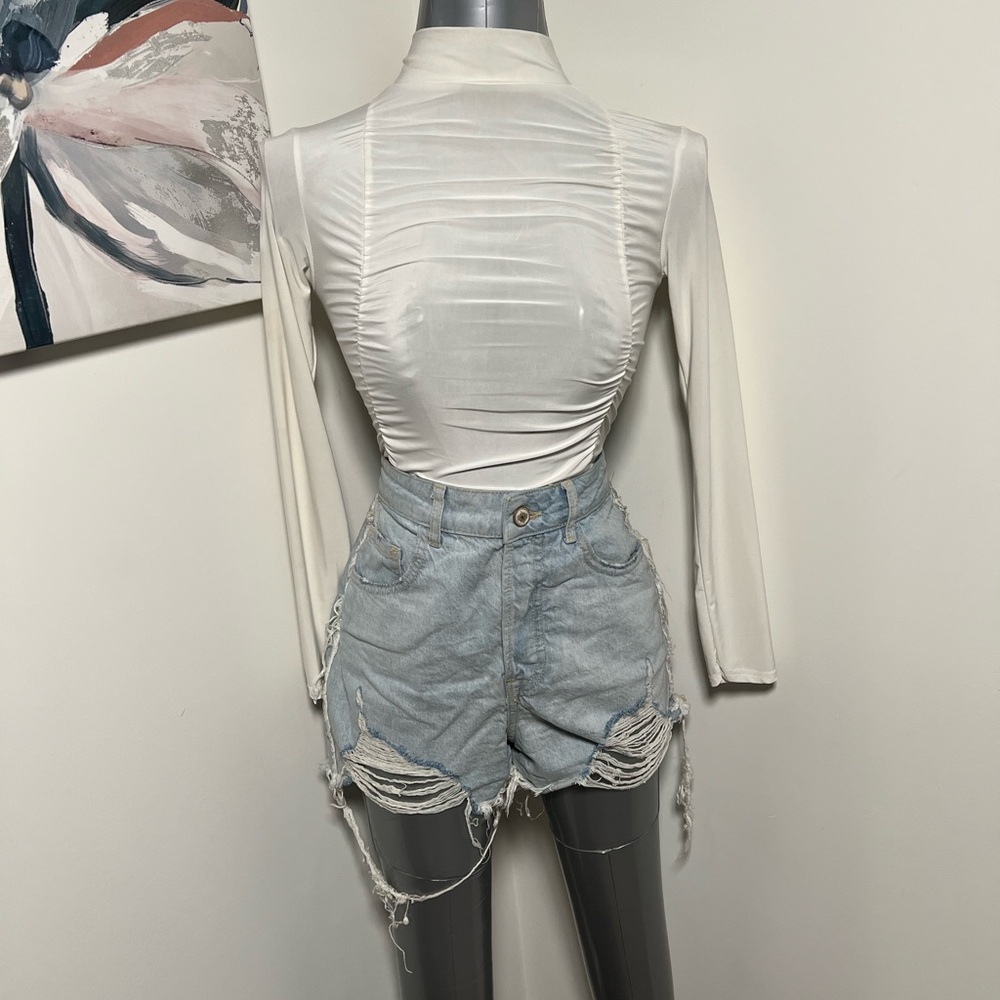 Distressed Denim Shorts